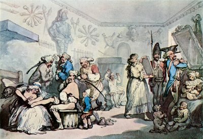 Ranskalaisen kasarmin sisustus, 1787, 1929 tekijältä Thomas Rowlandson