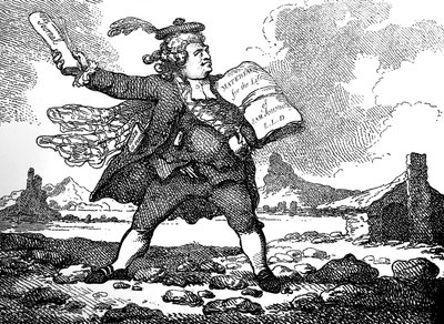 Journalisti näköalalla Auchinleckiin eli Kivien maahan, n. 1786. tekijältä Thomas Rowlandson