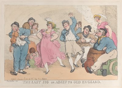 The Last Jig tai Adieu to Old England, 20. tammikuuta 1818., 20. tammikuuta 1818. tekijältä Thomas Rowlandson