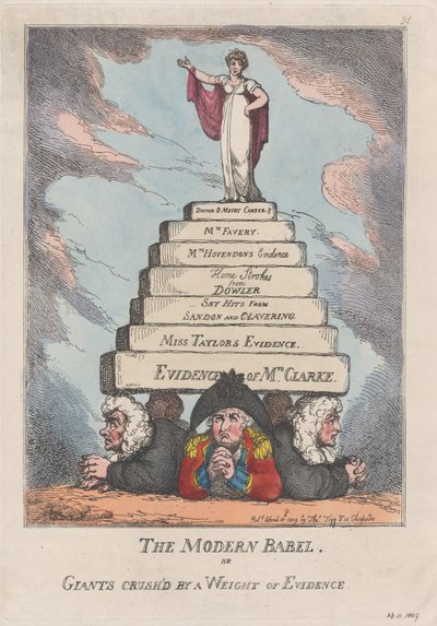 Moderni Babel eli jättiläiset murskatut todisteiden painosta, 11. huhtikuuta 1809., 11. huhtikuuta 1809. tekijältä Thomas Rowlandson