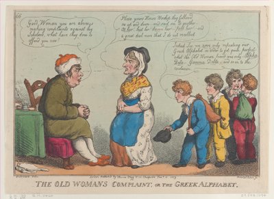 Vanhojen naisten valitus tai kreikkalaiset aakkoset, 15. tammikuuta 1809, 15. tammikuuta 1809. tekijältä Thomas Rowlandson