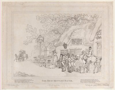 Postihevonen Kilpahevosen elämästä, eli The High-Mettled Racer, 20. heinäkuuta..., 20. heinäkuuta 1789 tekijältä Thomas Rowlandson