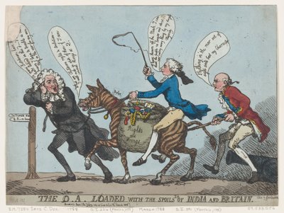 Q.A. Täynnä Intian ja Britannian saaliita, 1788, 1788. tekijältä Thomas Rowlandson