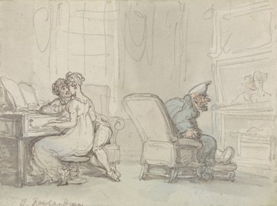 The Reflection (kynä ja muste w/c:llä paperilla) tekijältä Thomas Rowlandson