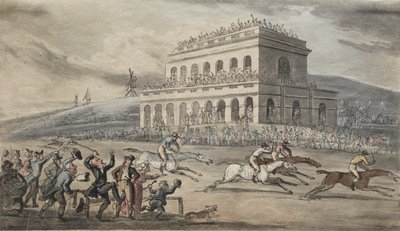 Rev. Dr. Syntax menettää rahansa Yorkin kilparatalla. tekijältä Thomas Rowlandson