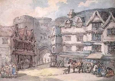 Eteläportti, Exeter (kynä, akvarelli ja kynä paperille) tekijältä Thomas Rowlandson