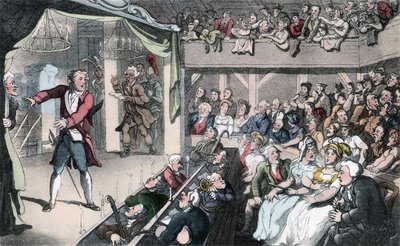 The Stage, kuvitus Oliver Goldsmithin teoksesta "The Vicar of Wakefield", pubi. Ackermann, 1817 (käsinvärinen akvatinta) tekijältä Thomas Rowlandson