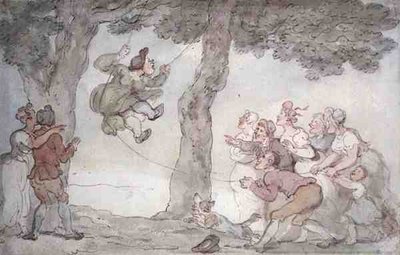 Swing (muste, akvarelli ja kynä paperille) tekijältä Thomas Rowlandson