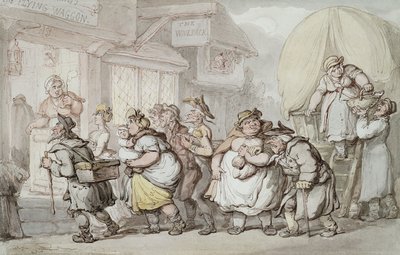 Woolpack Inn: The Flying Waggonin saapuminen, tekijältä Thomas Rowlandson