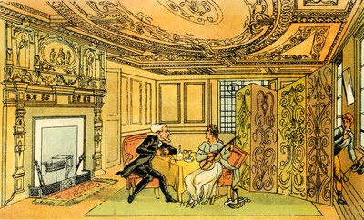 "Tohtori Syntaxin vierailu toiveikas leskiin" tekijältä Thomas Rowlandson