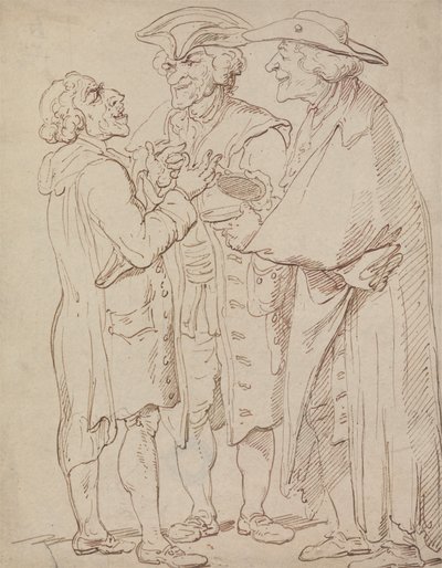 Kolme täyspitkää puhuvaa mieshahmoa tekijältä Thomas Rowlandson