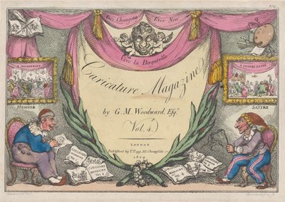 Otsikko, The Caricature Magazine, kirjoittanut G. M. Woodward, Voi. 4, 1809, 1809. tekijältä Thomas Rowlandson