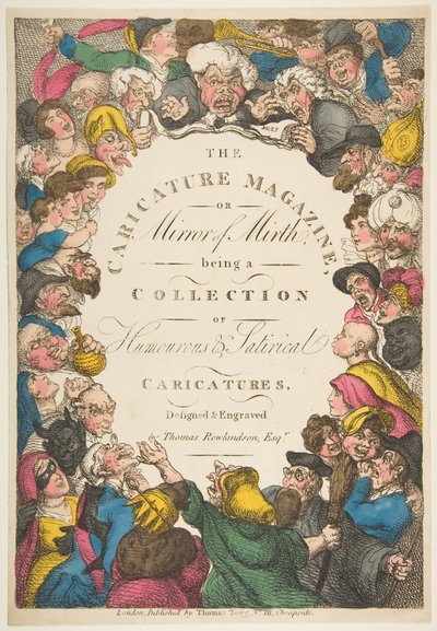 Nimilehti, The Caricature Magazine tai Mirror of Mirth, 19. marraskuuta 1808. tekijältä Thomas Rowlandson