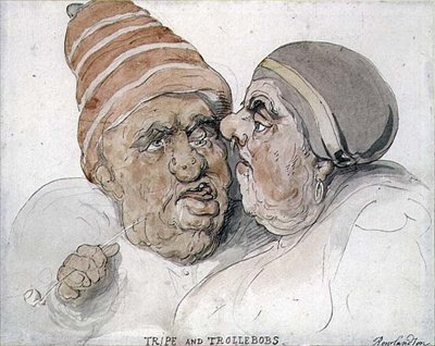 Tripe ja trollebobit (akvarelli) tekijältä Thomas Rowlandson