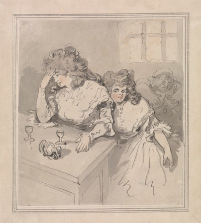 Kaksi tyttöä kaatumassa tekijältä Thomas Rowlandson