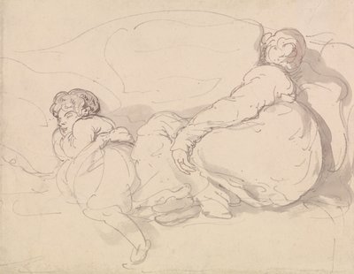 Kaksi nukkuvaa hahmoa tekijältä Thomas Rowlandson