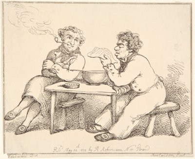 Kaksi miestä pöydän ääressä tekijältä Thomas Rowlandson