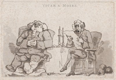 kirkkoherra ja Mooses, 1786, 1786. tekijältä Thomas Rowlandson
