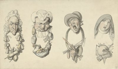 Neljä karikatyyrimaista otsikkoa tekijältä Thomas Rowlandson