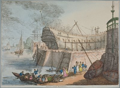 Näkymä Brunswick Dockille tekijältä Thomas Rowlandson