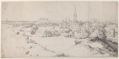 Näkymä Norwichiin St. James Hilliltä, 1799, 1799. tekijältä Thomas Rowlandson