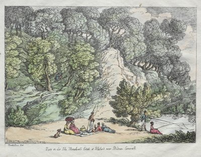 Näkymä Sir John Moresheads Estatesta Blislandissa lähellä Bodminia, Cornwallissa, 1805. tekijältä Thomas Rowlandson