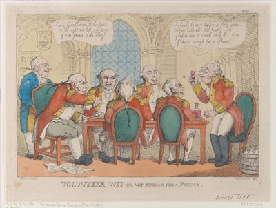 Vapaaehtoinen Wit or Not Inough for a Prime, 21. toukokuuta 1808., 21. toukokuuta 1808. tekijältä Thomas Rowlandson