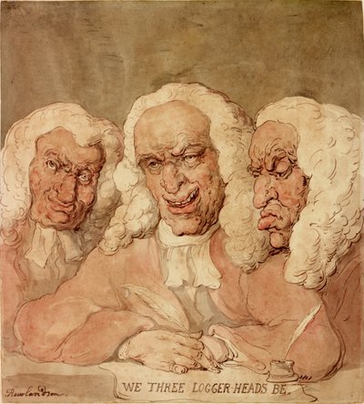 We Three Loggerheads Be, n. 1805 (muste, kynä ja akvarelli paperille) tekijältä Thomas Rowlandson