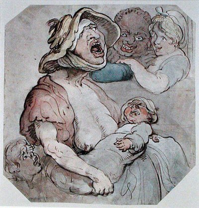 Märkähoitaja keskeytetty (akvarelli paperille) tekijältä Thomas Rowlandson