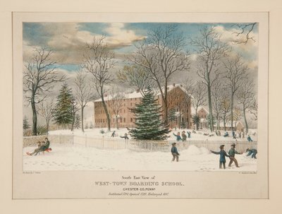 West-Town Boarding School (näkymä kaakkoon), Chester Co., Pa. tekijältä Thomas S. Sinclair