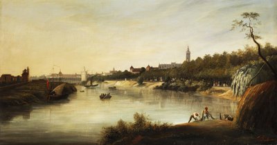 Näkymä englantilaiseen (?) kaupunkiin tekijältä Thomas Sewell Robins
