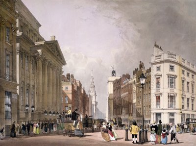 Cheapside ja Mansion House, 1842 tekijältä Thomas Shotter Boys