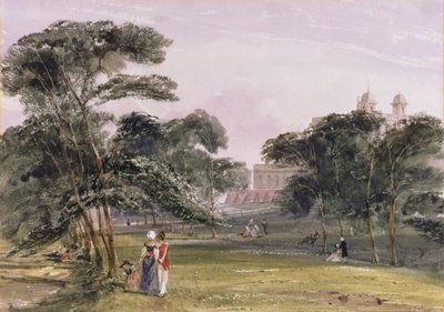 Figuurit puistossa observatorion alla, Greenwich, n. 1850 (akvarelli) tekijältä Thomas Shotter Boys