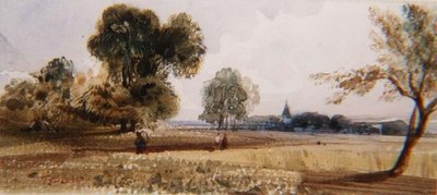 Figuurit maissipellon läpi kulkevalla polulla (akvarelli) tekijältä Thomas Shotter Boys