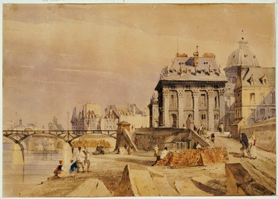 L"Institut ja Pont des Arts, Pariisi, 1828 tekijältä Thomas Shotter Boys