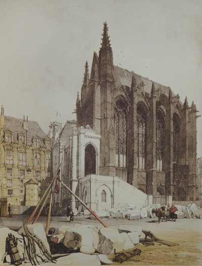 La Sainte Chapelle, maalauksellisesta arkkitehtuurista Pariisissa, julkaistu 1839 tekijältä Thomas Shotter Boys