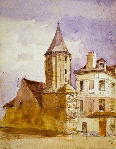 Alexandre-torni vuonna 1827 ja Saint-Victorin suihkulähde tekijältä Thomas Shotter Boys