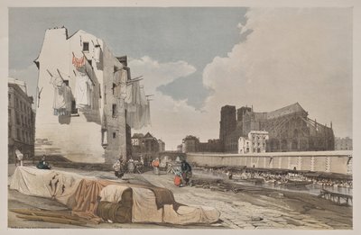 Kuvankaunis arkkitehtuuri Pariisissa, Gentissä, Antwerpenissä, Rouenissa: Nôtre Dame, Pariisi, Quai St. Bernardista tekijältä Thomas Shotter Boys