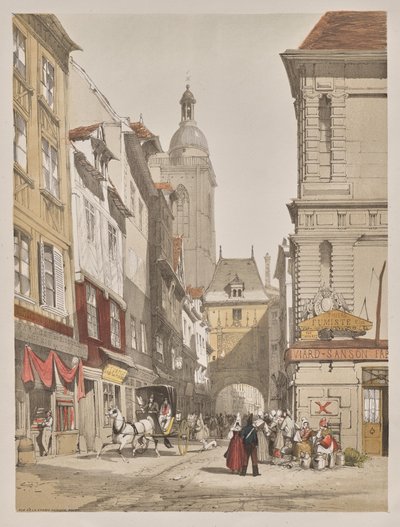 Kuvankaunis arkkitehtuuri Pariisissa, Gentissä, Antwerpenissä, Rouenissa: Rue de la Crosse Horlogue, Rouen, Ranska tekijältä Thomas Shotter Boys
