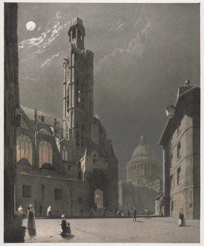 Kuvankaunis arkkitehtuuri Pariisissa, Gentissä, Antwerpenissä, Rouenissa: St. Etienne du Mont..., 1839. tekijältä Thomas Shotter Boys