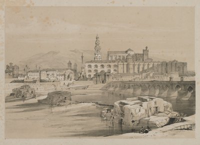 Kuvankauniita luonnoksia Espanjassa: Roomalaisen sillan jäänteet Guadalquiverissa, Cordova, 1837. tekijältä Thomas Shotter Boys