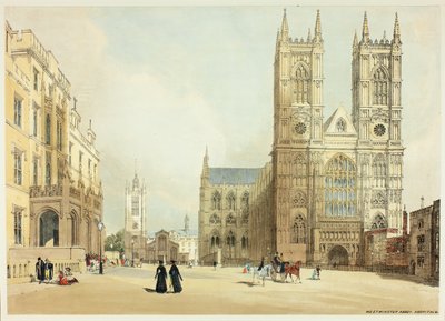 Westminster Abbey, Hospital and Company, seitsemäs levy alkuperäisestä Lontoon näkymistä sellaisena kuin se on tekijältä Thomas Shotter Boys