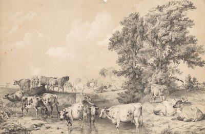 Nautalauma joen rannalla tekijältä Thomas Sidney Cooper