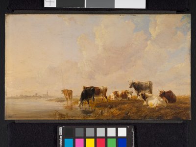 Karja joen rannalla, 1835 tekijältä Thomas Sidney Cooper