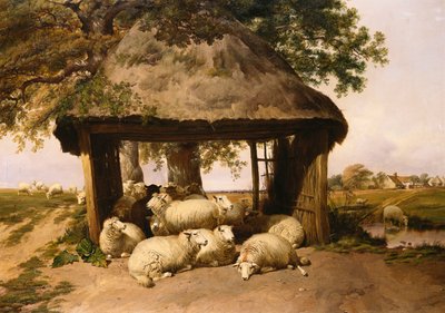 Lampaat lepäävät suojan alla tekijältä Thomas Sidney Cooper