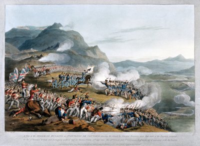 Näkymä Sierra de Busacosta St. Antonio de Cantarossa, jossa näkyy marsalkka Reigniersin hyökkäys, Charles Turnerin kaiverrus, julkaistu 1812 (akvatinta) tekijältä Thomas Staunton St. Clair