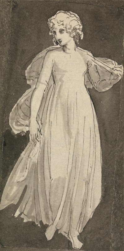 Tyttö, täyspitkä, kasvot edessä tekijältä Thomas Stothard