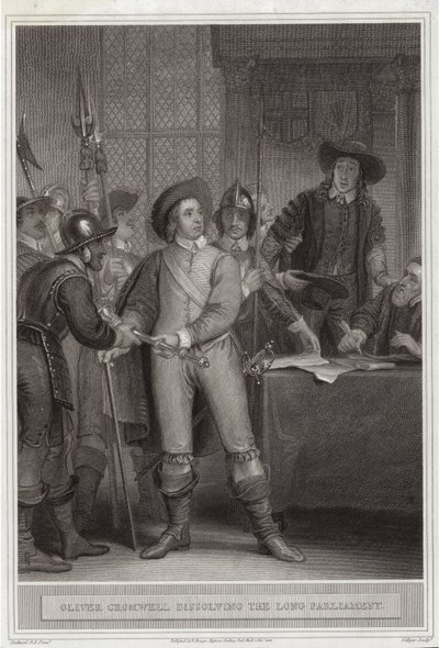 Oliver Cromwell (1599-1658) hajottaa pitkän parlamentin tekijältä Thomas Stothard