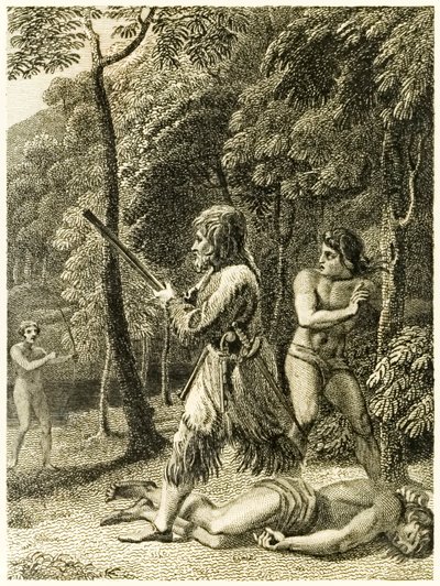?Robinson Crusoe näkee ja pelastaa miehensä ensin perjantaina? "Robinson Crusoen elämä ja oudot yllättävät seikkailut tai York, Mariner?" Kirjailija: Daniel Defoe tekijältä Thomas Stothard
