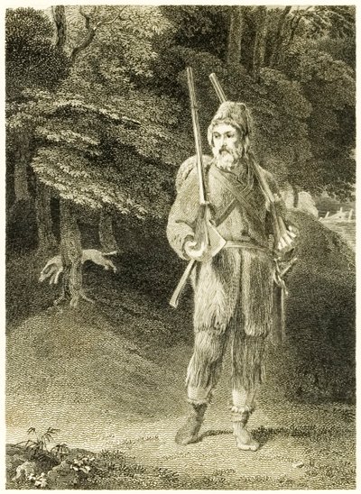 ?Robinson Crusoe metsästää? "Robinson Crusoen elämä ja oudot yllättävät seikkailut tai York, Mariner?" Kirjailija: Daniel Defoe tekijältä Thomas Stothard